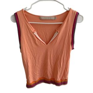 Munthe plus Simonsen Peach Coral Sleeveless Top Metallic Glitter Trim Size 40